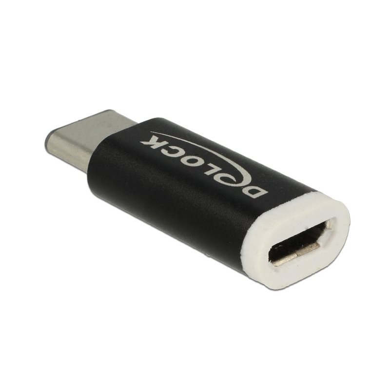 DeLock USB 2.0 Micro-B naaras -> USB-C 2.0 uros - adapteri, musta