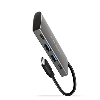AXAGON 2+2-porttinen 3.2 Gen2 USB-C -hubi, 0,13m, hopea