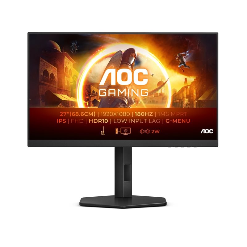 AOC 27" 27G4X, 180Hz Full HD -pelimonitori, musta/harmaa