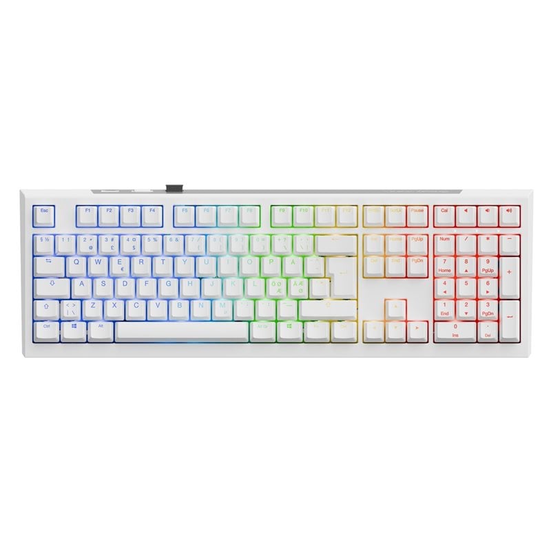 Ducky One X Wireless, Ducky induktiiviset kytkimet, RGB LED, langaton näppäimistö, valkoinen