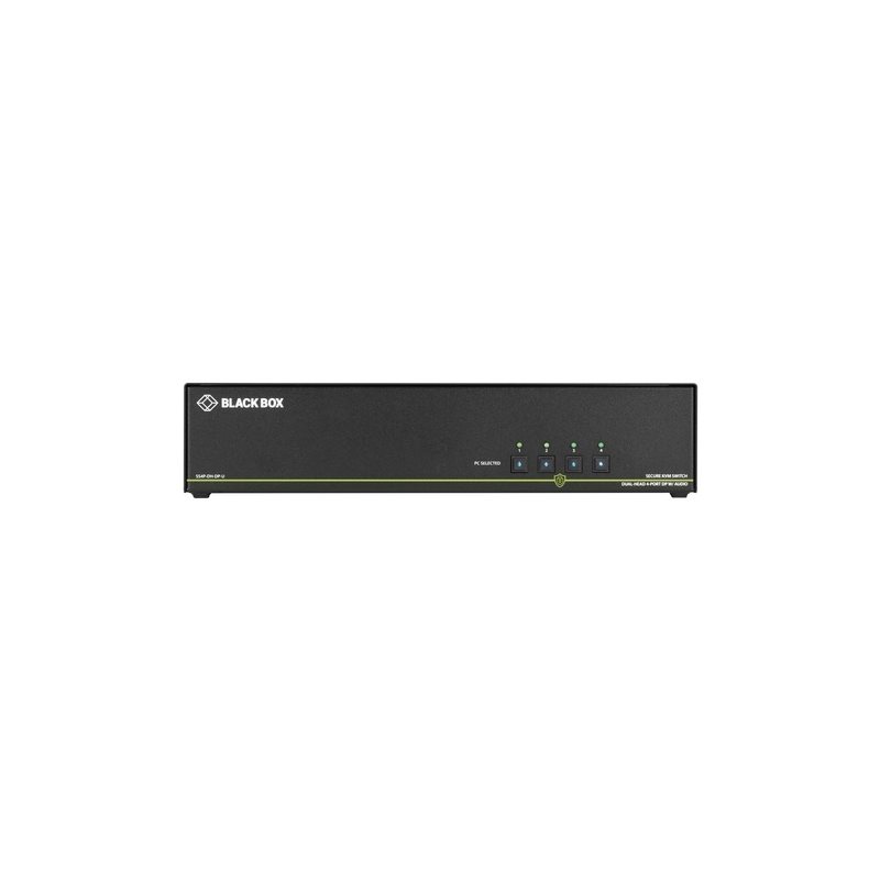 Black Box Secure KVM Switch, NIAP 3.0, DisplayPort dual head 4K, 4-porttinen, musta