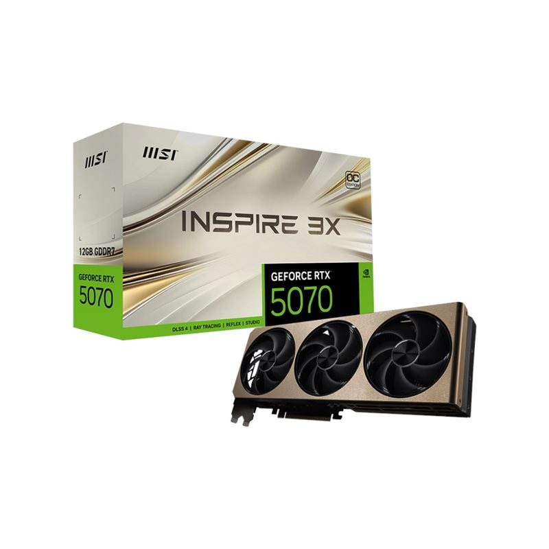 MSI GeForce RTX 5070 INSPIRE 3X OC -näytönohjain, 12GB GDDR7