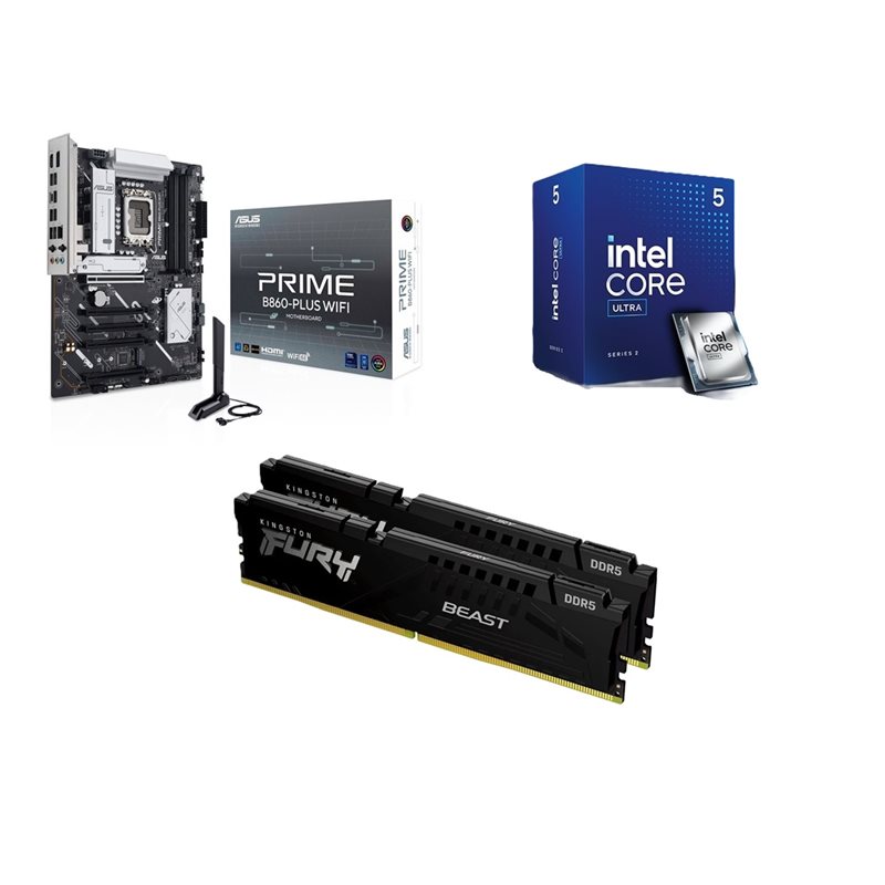 Asus PRIME B860-PLUS WIFI + Intel Core Ultra 5 225F + 16GB DDR5 6000MHz -tuotepaketti