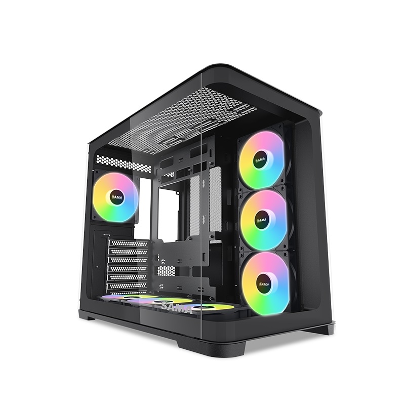 SAMA V60 Black, ikkunallinen miditornikotelo, musta