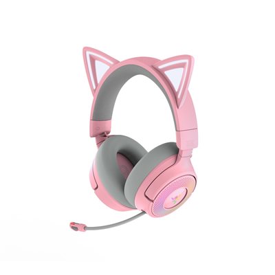 Razer (Outlet) Kraken Kitty V3 Pro - Quartz -pelikuulokkeet mikrofonilla, vaaleanpunainen