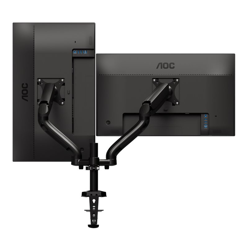 AOC (Outlet) 13-32" x2 Dual Desk Mount, näyttövarsi pöydälle kahdelle näytölle, musta