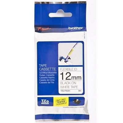 Brother TZEFX231 12 BLACK ON WHITE FLEX