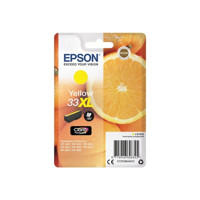 Epson 33XL Claria Premium Ink Oranges -väriainekasetti, keltainen (SEC)