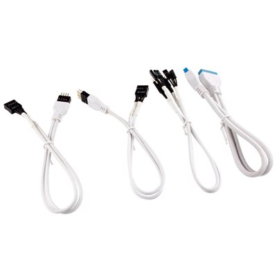 Corsair Premium Sleeved Front Panel Extension Kit -kaapelisarja, 30cm, valkoinen/musta