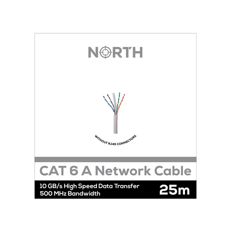 NORTH U/UTP Cat6a asennuskaapeli, 25m, valkoinen