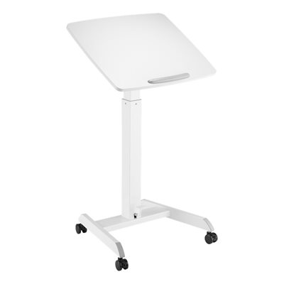 Deltaco OFFICE tietokonepöytä, korkeuden säätö, kallistettava pöytälevy, 600 x 531 x 758-1128 mm, valkoinen