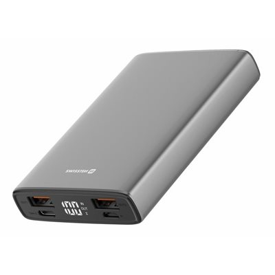 Swissten Varavirtalähde, 10 000mAh, USB-C PD + 2x USB-A, harmaa