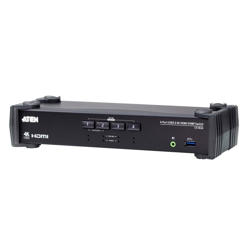 Aten KVMP-kytkin, 4-porttinen USB 3.0 4K HDMI Audio Mixer Mode