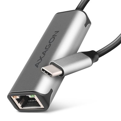 AXAGON 2.5 Gigabit Ethernet -verkkoadapteri, 3.2 Gen1 USB-C, 15cm, titaaninharmaa