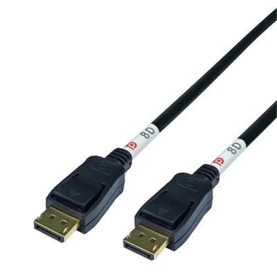 Deltaco DisplayPort 2.1 -näyttökaapeli, DP80, 8K85Hz, 0,5m, musta