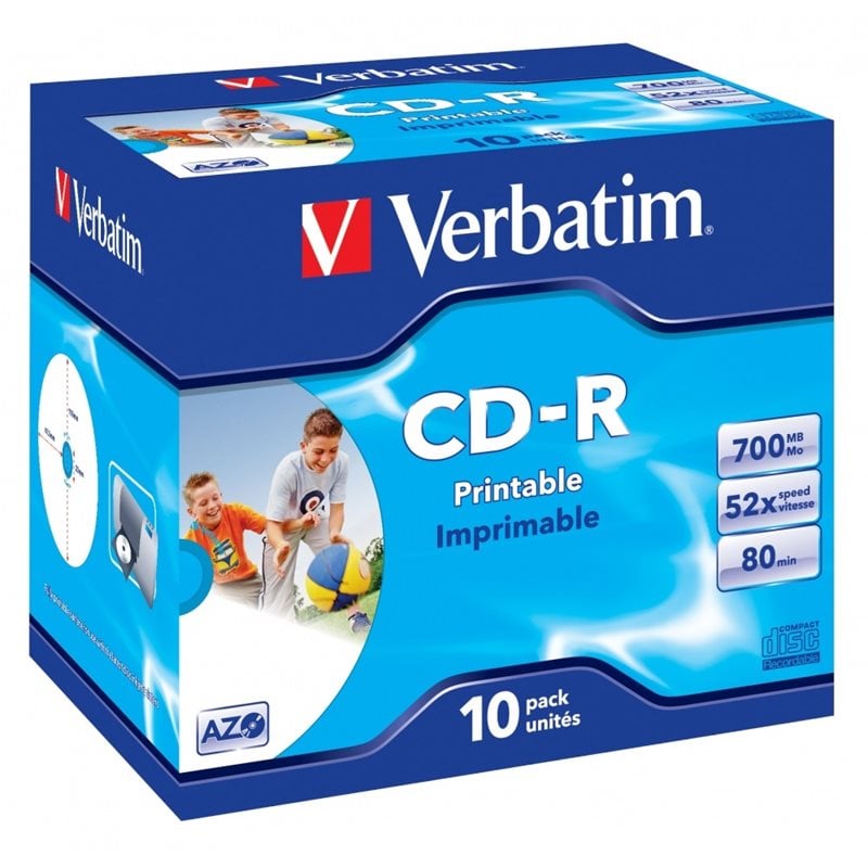 Verbatim CD-R, 52x, 700MB / 80min PR, printable, 10-pakkaus