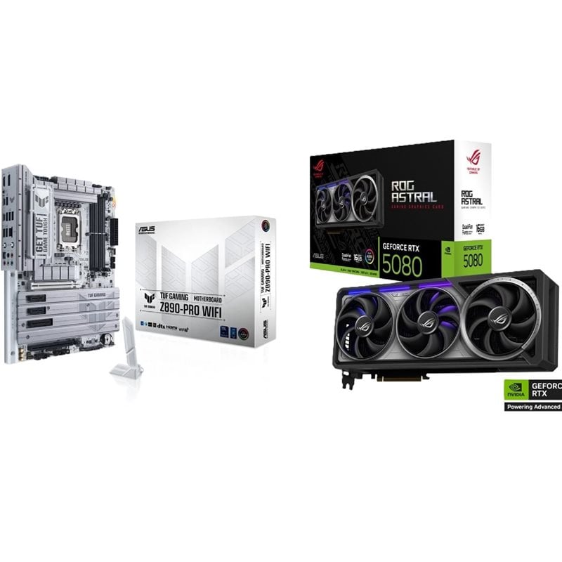 Asus GeForce RTX 5080 ROG Astral + TUF GAMING Z890-PRO WIFI -tuotepaketti