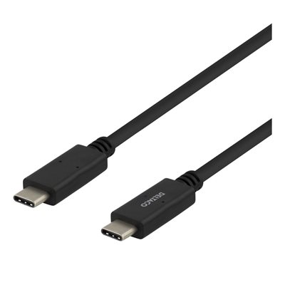 Deltaco USB-C 3.2 Gen1 -kaapeli, 5 Gbps, PD3.0 100W, 1m, musta