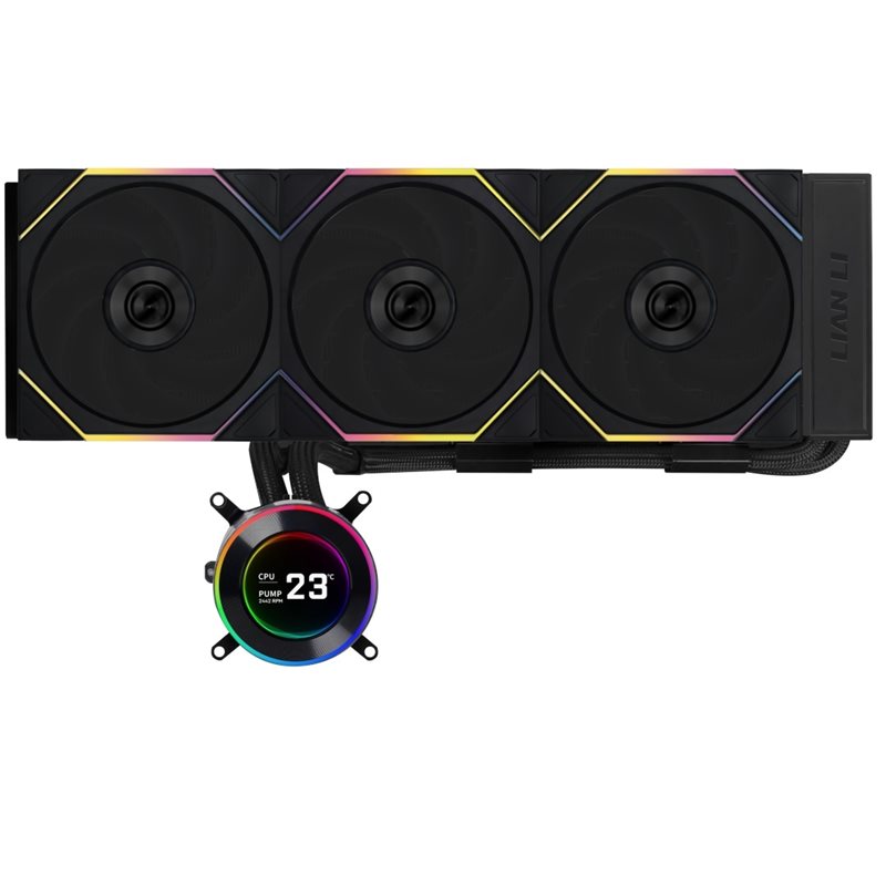 Lian Li Hydroshift II LCD-C 360TL, 360mm AIO-nestejäähdytysratkaisu prosessorille, musta
