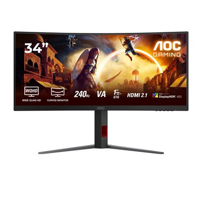 AOC 34" CU34G4Z, kaareva 240Hz WQHD-pelimonitori, musta/punainen