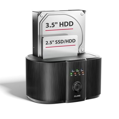 AXAGON Telakointiasema 2x 2.5/3.5" SATA III 6G -kiintolevyille, 3.2 Gen1 USB-C, musta