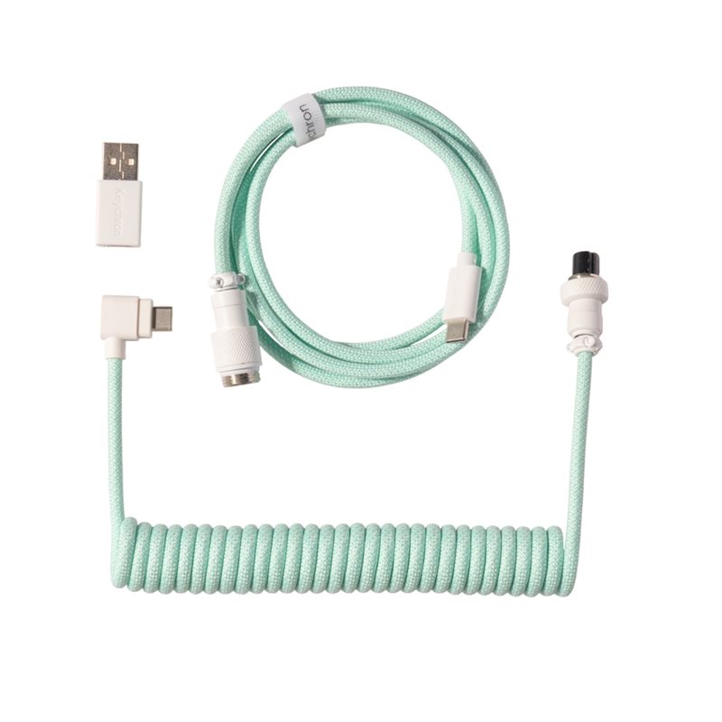 Keychron Coiled Aviator Cable 8K - Angled, näppäimistön kierrekaapeli, Mint