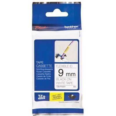 Brother TZEFX221 9 BLACK ON WHITE FLEX