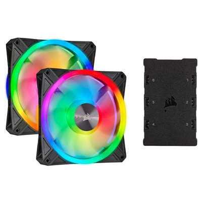 Corsair iCUE QL140 RGB Dual Fan Kit, 140mm PWM-laitetuuletinsarja + kontrolleri