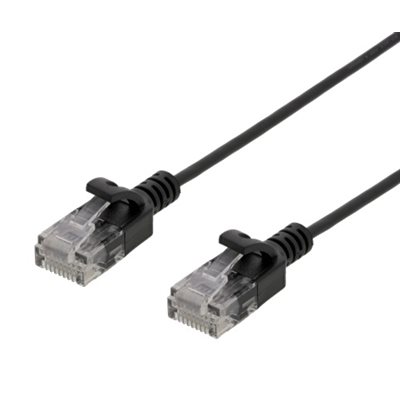 Deltaco U/UTP Cat6 ohut laitekaapeli, 1,5m, musta