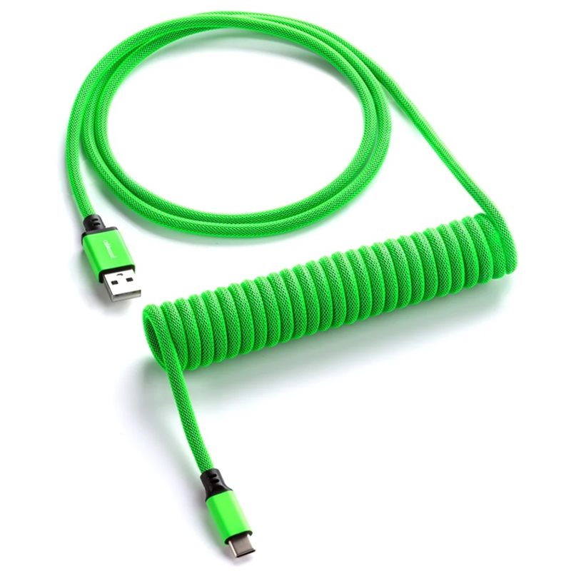 CableMod Classic Coiled Keyboard Cable, USB A -> USB Type C, 150cm, Viper Green