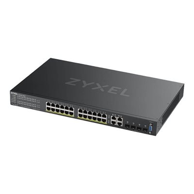 ZyXEL GS2220-28HP, 24-porttinen hallittava PoE+ -kytkin, musta