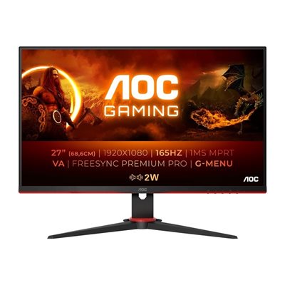 AOC 27" 27G2SAE/BK, 165Hz Full HD -pelimonitori, musta/punainen