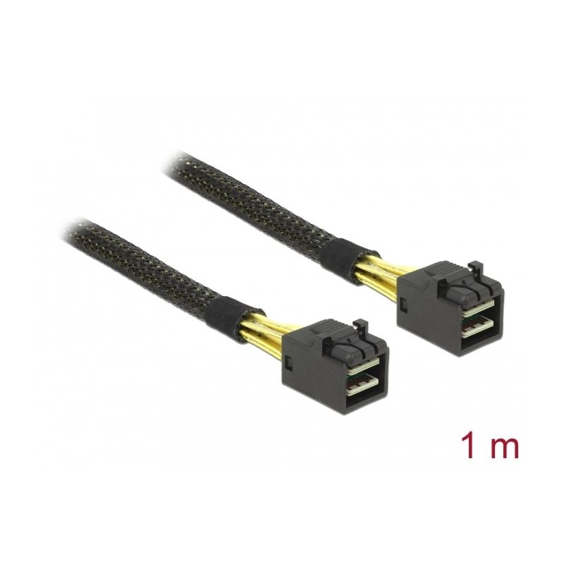 DeLock Mini SAS SFF-8643 -> SFF-8643 -kaapeli, 1m, musta