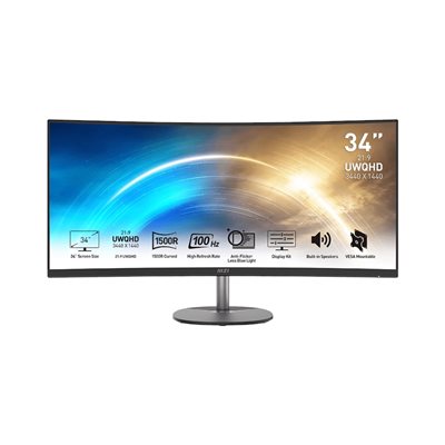 MSI 34" PRO MP341CQ, kaareva 100Hz UWQHD-monitori, musta/harmaa
