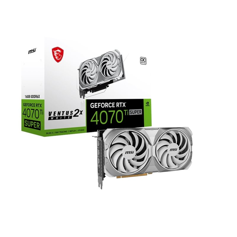 MSI GeForce RTX 4070 Ti SUPER VENTUS 2X WHITE OC -näytönohjain, 16GB GDDR6X