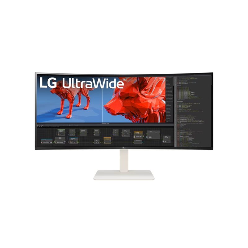 LG 37,5" 38WR85QC-W, kaareva 144Hz UltraWide QHD+ -monitori, valkoinen