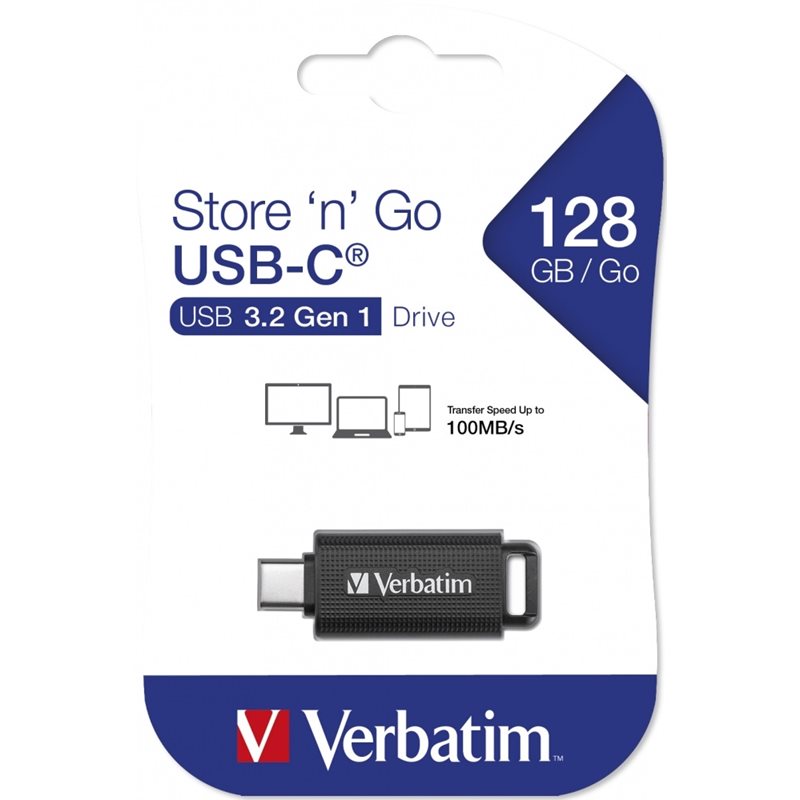 Verbatim 128GB Store 'n' Go, 3.2 Gen1 USB-C -muistitikku, musta - Kuva 2