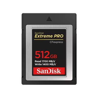 Sandisk 512GB Extreme PRO CFexpress Type B -muistikortti, jopa 1700/1400 MB/s