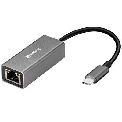 Sandberg Gigabit Ethernet -verkkoadapteri, 3.2 Gen1 USB-C, harmaa