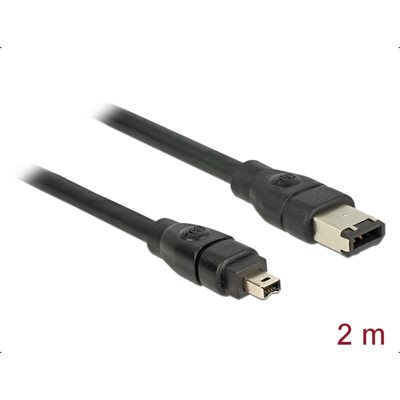 DeLock FireWire 6-pin -> 4-pin -kaapeli, 2m, musta