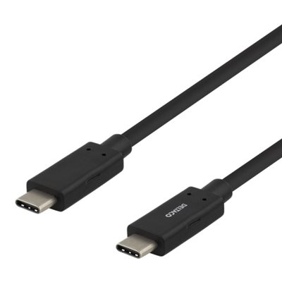 Deltaco 3.2 Gen1 USB-C -kaapeli, 5 Gbps, PD3.0 60W, 1m, musta