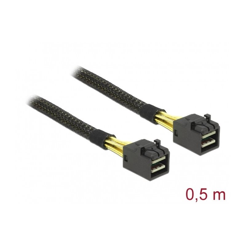 DeLock Mini SAS SFF-8643 -> SFF-8643 -kaapeli, 0,5m, musta