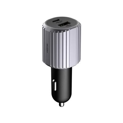 Unisynk 72W autolaturi, USB-A + USB-C PD 60W, harmaa