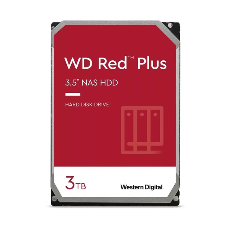 Western Digital 3TB WD Red Plus, sisäinen 3.5" kiintolevy, SATA III, 7200 rpm, 256MB
