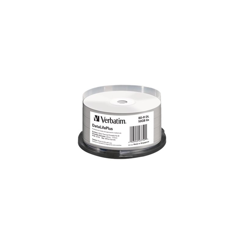 Verbatim DataLifePlus BD-R DL 50GB, 6x, thermal printable, spindel, 25kpl