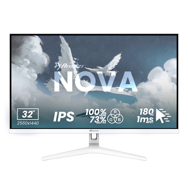 Arozzi 32" Nova IPS, 180Hz (OC) QHD -pelimonitori, valkoinen