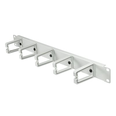 Logilink 19" kaapelinhallintapaneeli, 1U, 5 kääntyvää kaapelirengasta, harmaa