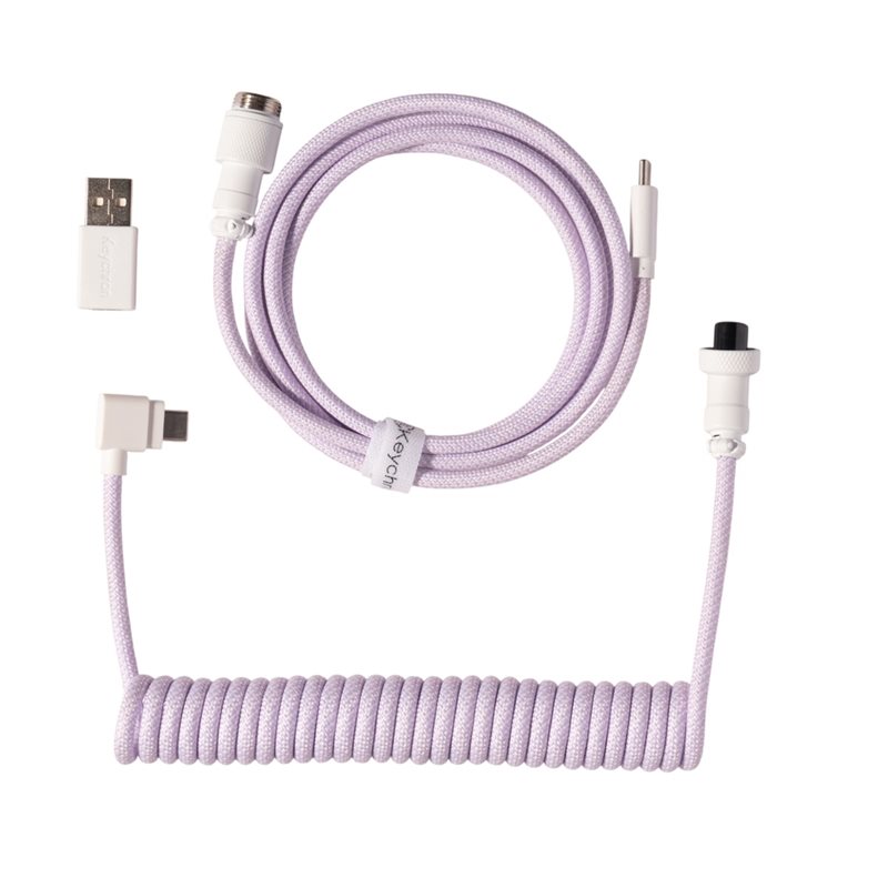 Keychron Coiled Aviator Cable 8K - Angled, näppäimistön kierrekaapeli, vaaleanvioletti