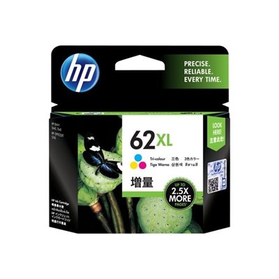 HP 62XL, tuottoisa kolmivärinen värikasetti, blister-pakattu