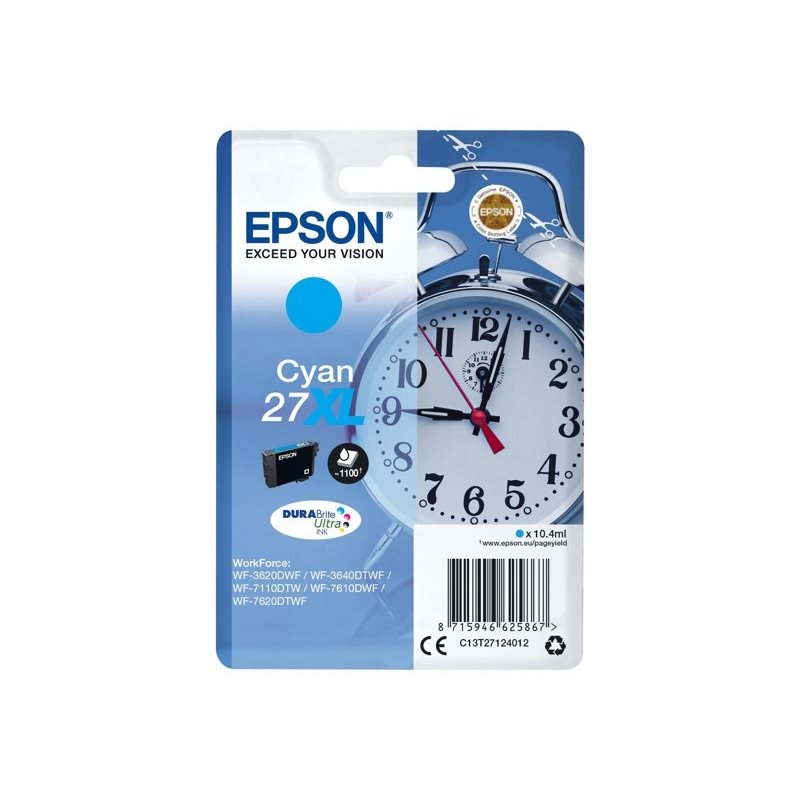 Epson 27XL DURABrite Ultra Alarm Clock -väriainekasetti, syaani